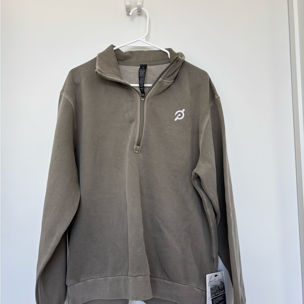 Lululemon x Peloton Men's Sage Green/Gray Steady State Quarter-Zip Sweater